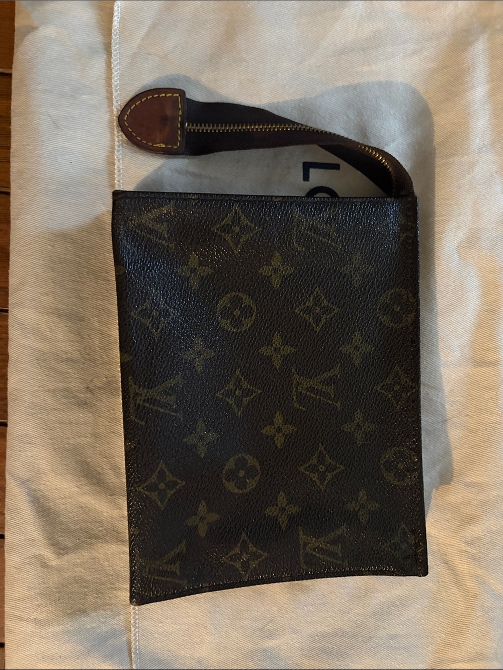 Louis Vuitton Monogram Canvas Pouch with Wrist Strap - Brown/Tan